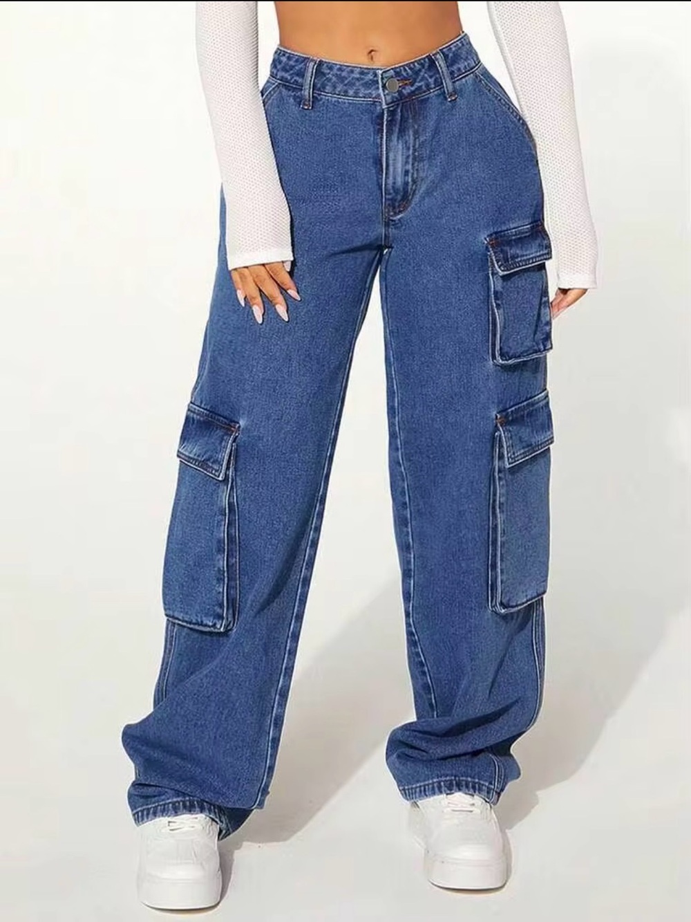 SHEIN SXY Flap Pocket Side Cargo Jeans